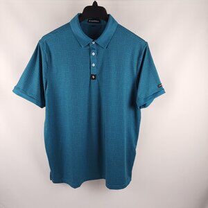 Byrd Gang Shirt Mens Large Turquoise Geometric S/S Golf Polo